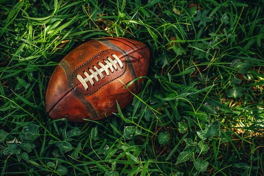 A Brown Leather American Football on Green Grass photo