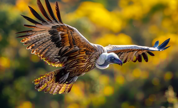 Griffon vulture flying in the sky with wings spread photo