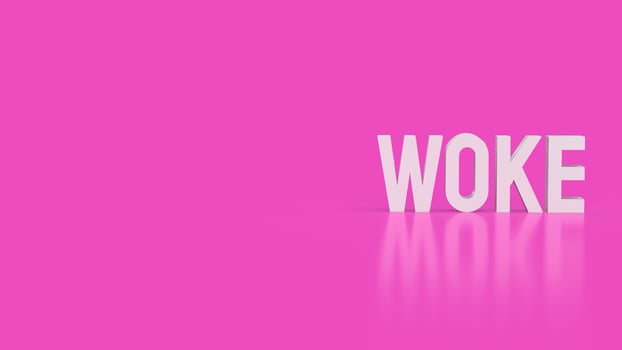 The woke text on pink background 3d rendering. photo