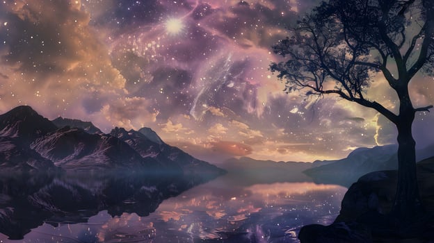 Stardust Dreamscape A Serene and Ethereal Cosmic Landscape photo