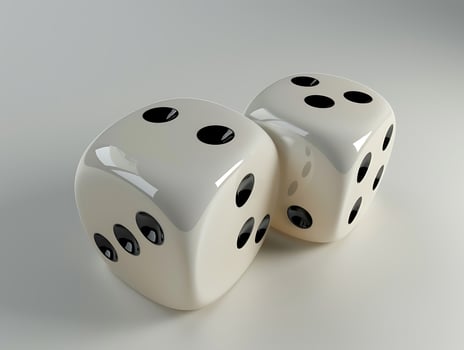 Two dice with black dots in high resolution photo