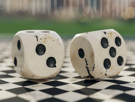 Two dice with black dots in high resolution photo