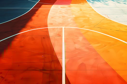 Basketball court with painted lines photo