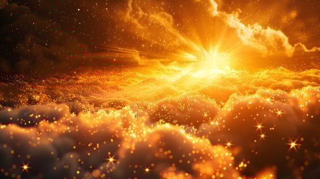 Bright sun over cloudy sky photo