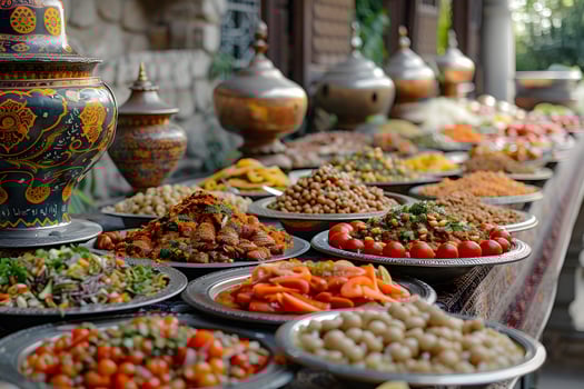 A close up of a table full of various dishes photo