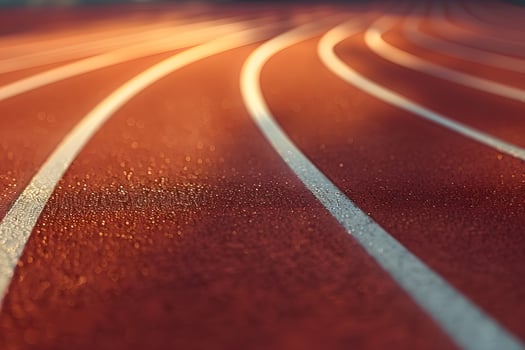 Blurred racetrack with red and white lanes photo