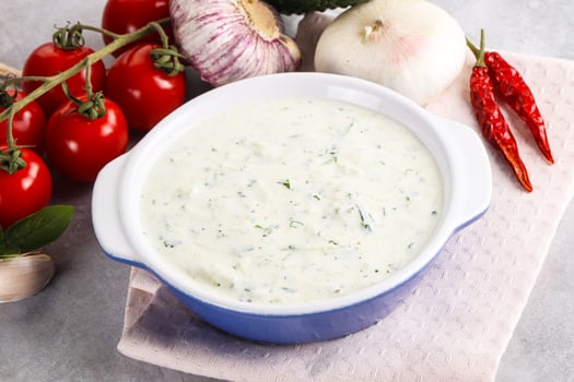 Traditional delicious appetizer greek tzatziki Turkish name cacik photo