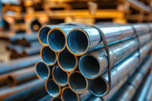 Metal pipes for construction industries. photo