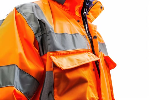 Reflective work jacket isolated on white background. photo