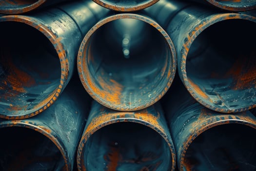 Metal pipes for construction industries. photo