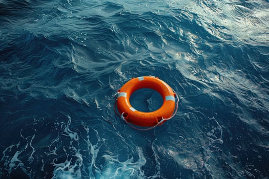 Lifebuoy floating at sea. photo