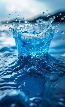 Water splashes in the blue water photo