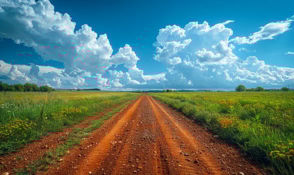 Dirt road in the field photo