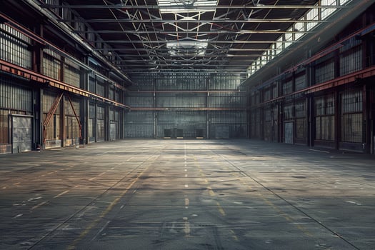 Background banner of an empty industrial warehouse photo