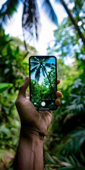Hand holding smartphone photo