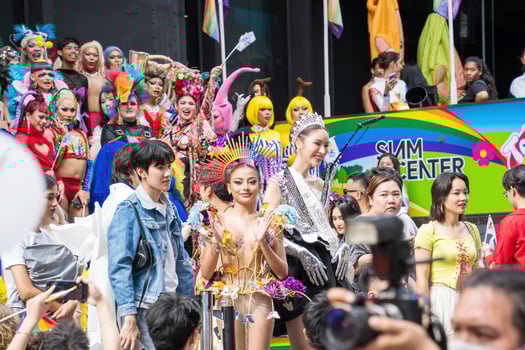 Bangkok, Thailand - JUN 1, 2024 Bangkok Pride Festival 2024, The short action and atmosphere of people joins celebrations in the event in Siam Square Bangkok, Thailand. photo