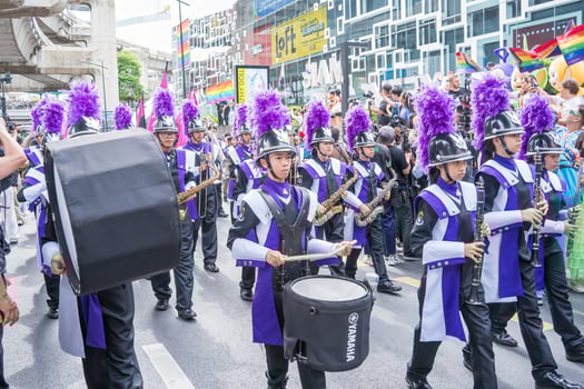 Bangkok, Thailand - JUN 1, 2024 Bangkok Pride Festival 2024, The short action and atmosphere of people joins celebrations in the event in Siam Square Bangkok, Thailand. photo
