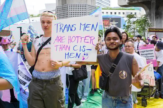 Bangkok, Thailand - JUN 1, 2024 Bangkok Pride Festival 2024, The short action and atmosphere of people joins celebrations in the event in Siam Square Bangkok, Thailand. photo