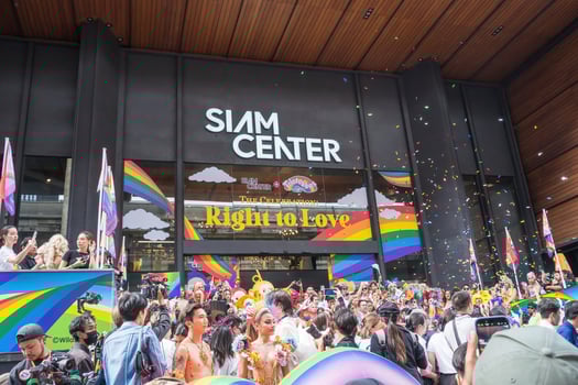 Bangkok, Thailand - JUN 1, 2024 Bangkok Pride Festival 2024, The short action and atmosphere of people joins celebrations in the event in Siam Square Bangkok, Thailand. photo