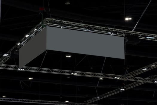 Hanging mock up black horizontal billboard with clipping path for mock up photo