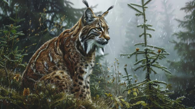 Majestic Lynx in a Snowy Forest photo