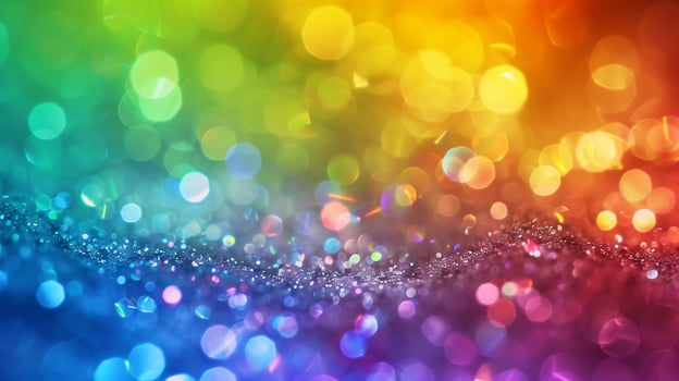 LGBT blurred rainbow color glitter bokeh background, pride month festival. photo