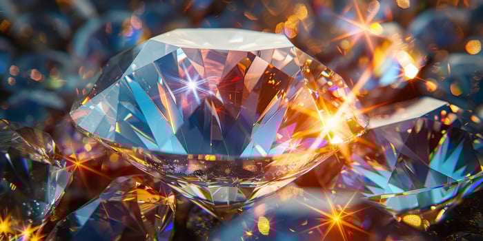 Close up of a diamond surrounded by other diamonds in a sparkling design photo