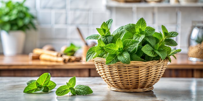 Fresh Mint popular vegetable rich in various nutrients photo