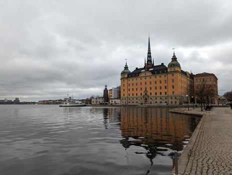 Stockholm waterfront with historic architecture photo
