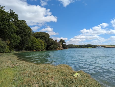 Scenic Coastal Landscape with Reservoir and Wetlands in Plouer-Sur-Rance, France photo