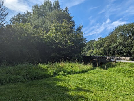 Beautiful Rural Landscape with Chateaulin Canal, Alune River, Meadow, and Riverbanks photo