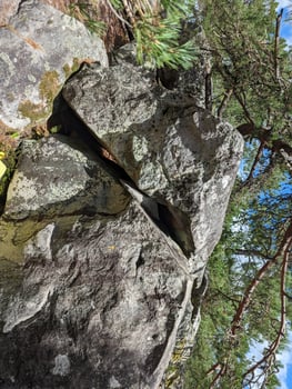Autumn Day in Fontainebleau Forest Bouldering at L'elephant Rock Trail photo