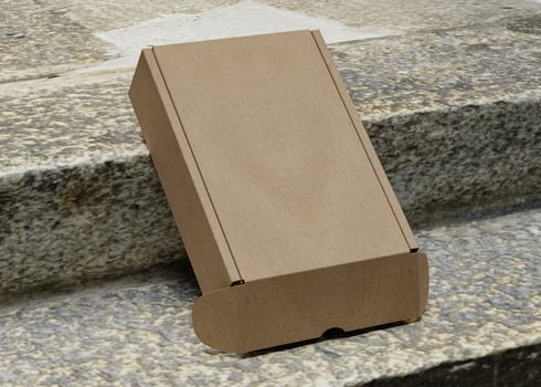 Cardboard boxes on the stairs with texture use for mockup photo