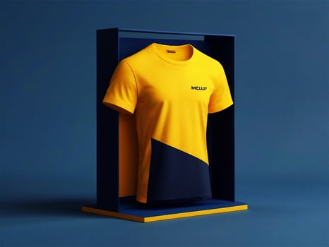 3D Mockup Displaying a Hanging T shirt Against a Realistic Background photo