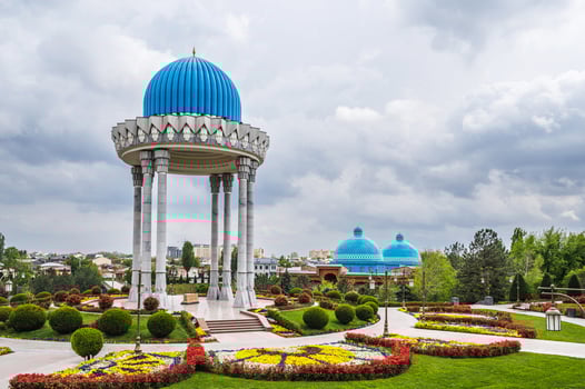 Patriots Memorial and Museum of Victims of Political Repression in park in spring in Tashkent in Uzbekistan photo