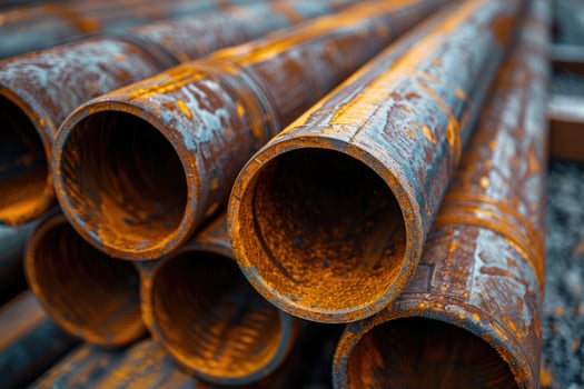 Metal pipes for construction industries. photo