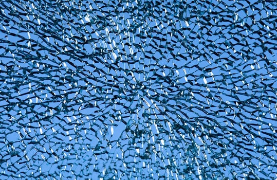 High-Resolution Close-up of Shattered Glass Surface, Abstract Background Texture photo