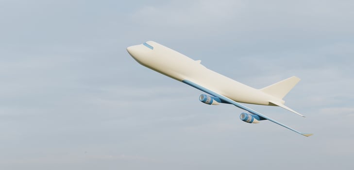 airplane flying in the sky cloudy sky 3D illustration photo