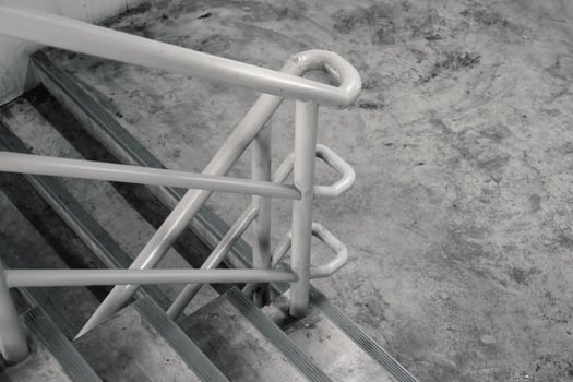 Close-up concrete stairs in a building or fire escape in a beautiful concrete pattern background. photo