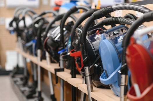 Appliances store presents for sale modern vacuum cleaners from different manufacturers photo