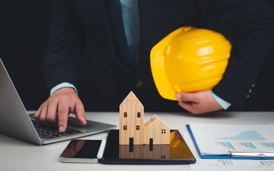 Real estate agents offer housing estates in projects, Explaining and presenting information about homes and purchasing. Real estate trading concept, Planning to buy property, Real estate business photo