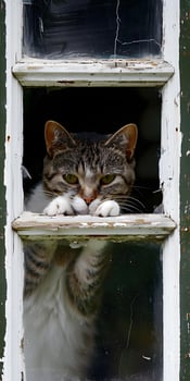 Curious Cat Window Gaze photo