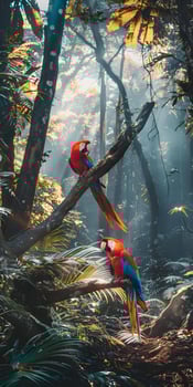 Vibrant Parrots in Jungle photo