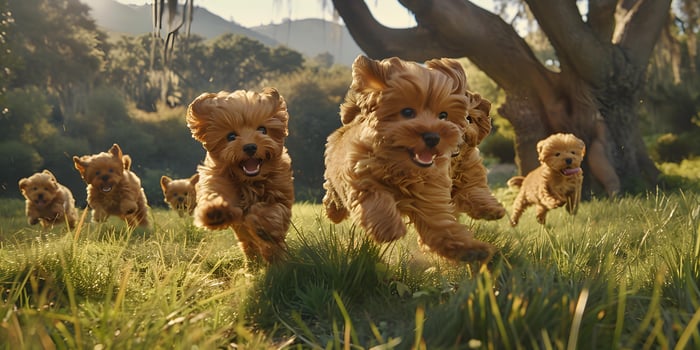 Playful Puppies in Field photo