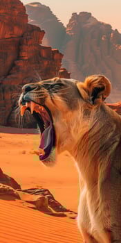 Savannah Lioness Roaring photo