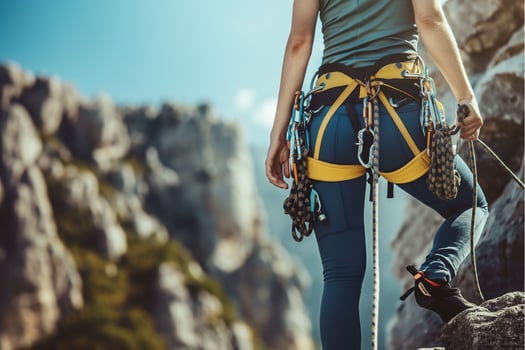 woman have succeeded in climbing a mountain photo