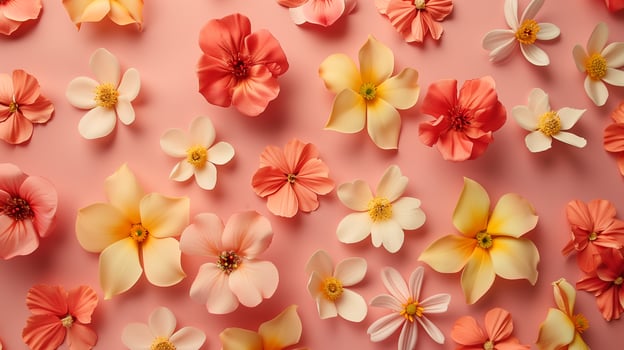 Beautiful flower branches and buds on one colored floral plain background photo