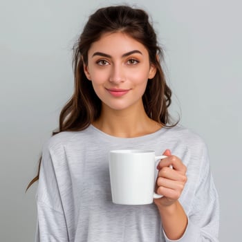 Qatar Beautiful Girl Holding 15Oz Plain White Mug Mockup photo