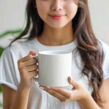 Philippines Beautiful Girl Holding 15Oz Plain White Mug Mockup photo