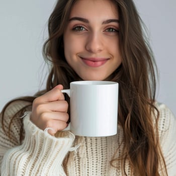 Slovakia Beautiful Girl Holding 15Oz Plain White Mug Mockup photo
